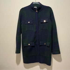 Anne Klein women Blue/green Cardigan Plaid sweater.  Size S